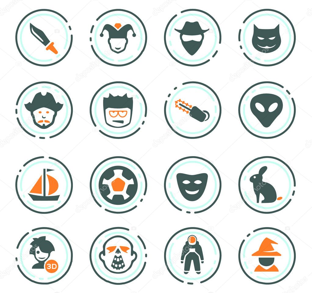 Set of movie genres color vector icons for user interface design