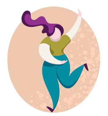 Uzun saçlı tombul kız dansta dönüyor