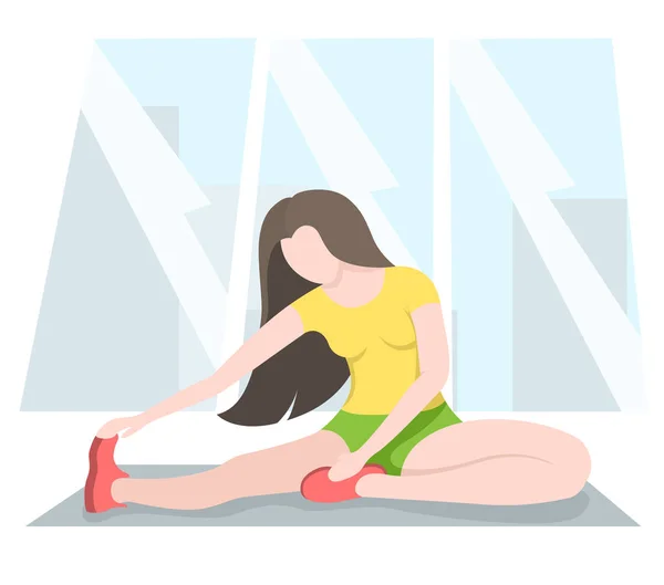 Menina fazendo alongamento muscular no ginásio — Vetor de Stock