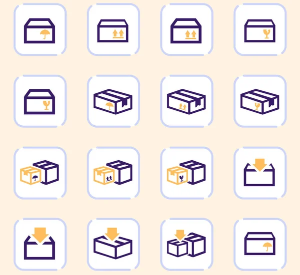 Simple icons set of box — Stock Vector