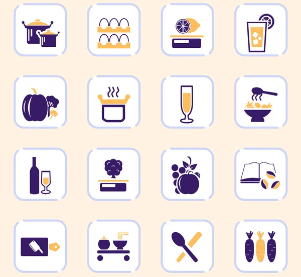 Aliments et icônes de cuisine ensemble — Image vectorielle