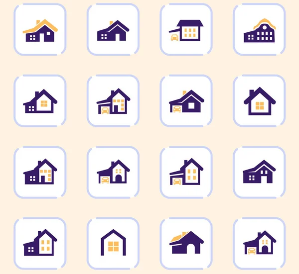 House type icon set — Stock Vector