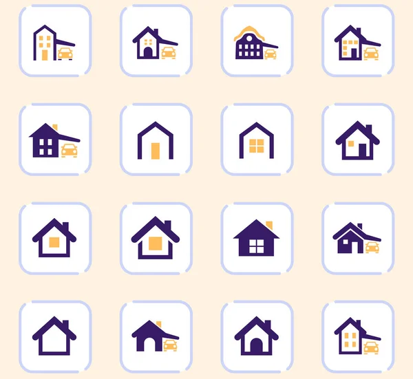 House type icon set — Stock Vector