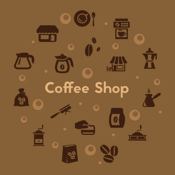 コーヒーショップのアイコンセット コーヒーとコーヒーのベクトル記号を作る — ストックベクタ