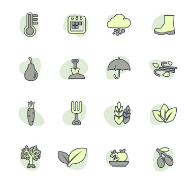 Kullanıcı arabirimi tasarımı için sonbahar renk vektör simgeleri