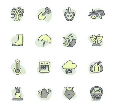 Kullanıcı arabirimi tasarımı için sonbahar renk vektör simgeleri