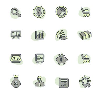 Kullanıcı arabirimi tasarımı için iş renk vektör simgeleri