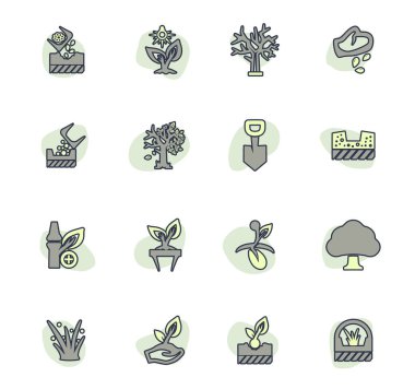 Kullanıcı arabirimi tasarımı için bahçe renk vektör simgeleri