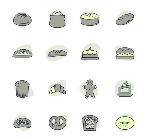Productos Panadería Iconos Vectoriales Color Para Diseño Interfaz Usuario — Archivo Imágenes Vectoriales