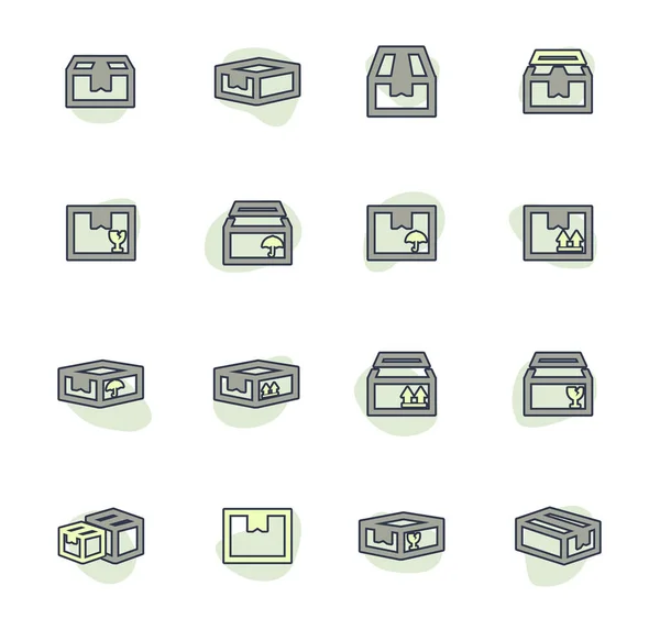Simple Set Box Crates Related Vector Icons Your Design — Stock Vector