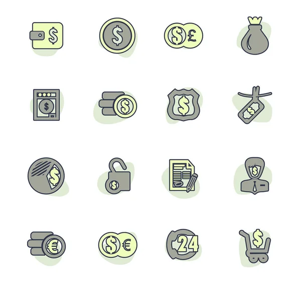 Business Color Vector Icons Voor Het Ontwerp Van Gebruikersinterface — Stockvector