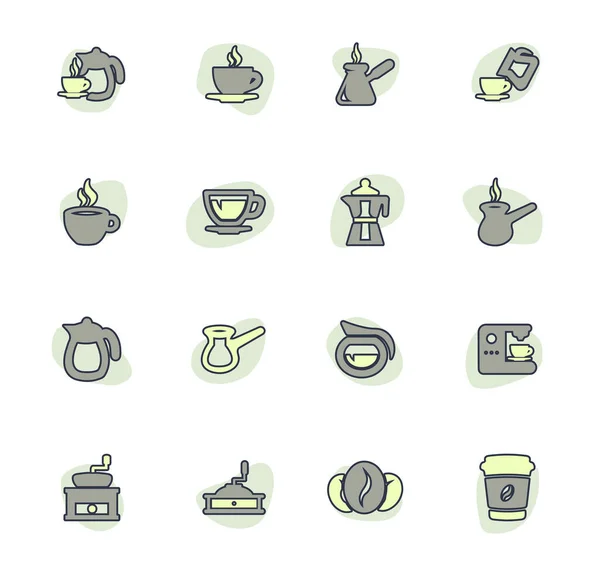 Set Icone Del Caffè Siti Web Interfaccia Utente — Vettoriale Stock