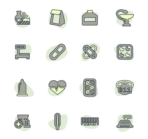 Iconos Vector Farmacia Para Diseño Interfaz Usuario — Vector de stock