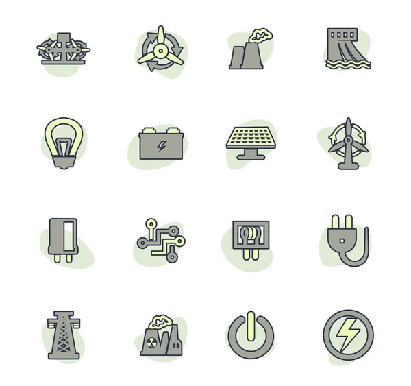 Iconos Vectoriales Electricidad Para Diseño Interfaz Usuario — Vector de stock