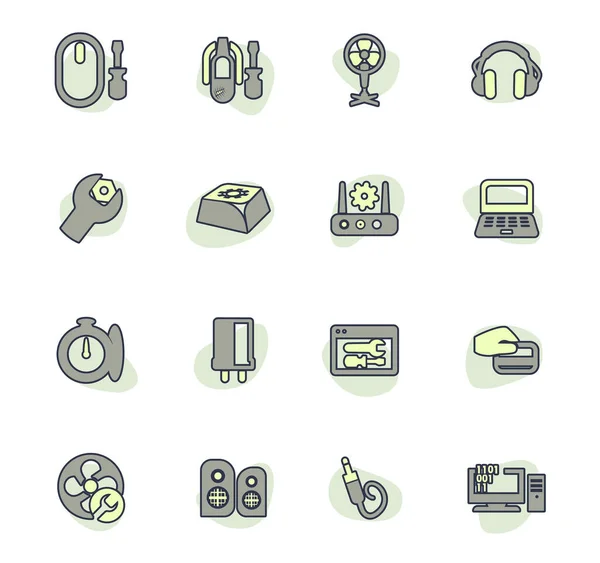 Jeu Icônes Électroniques Pour Sites Web Interface Utilisateur — Image vectorielle