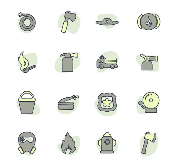 Iconos Vectoriales Bomberos Para Diseño Interfaz Usuario — Vector de stock