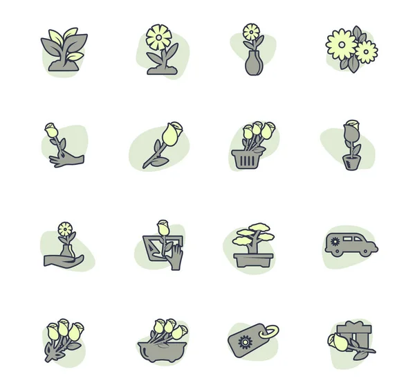 Iconos Vector Color Flores Para Diseño Interfaz Usuario — Vector de stock