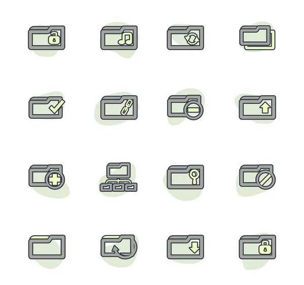 Иконки Вектора Папок Дизайна Пользовательского Интерфейса — стоковый вектор