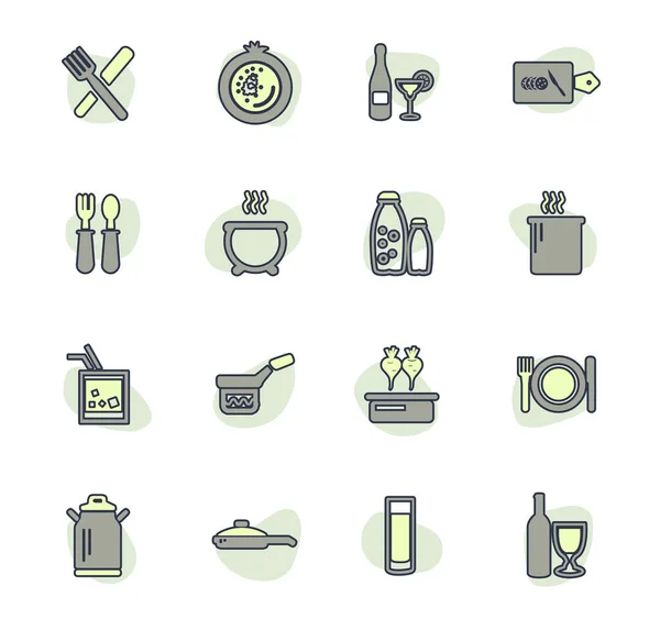 Web Icons Für Essen Und Küche Für Das Design Der — Stockvektor