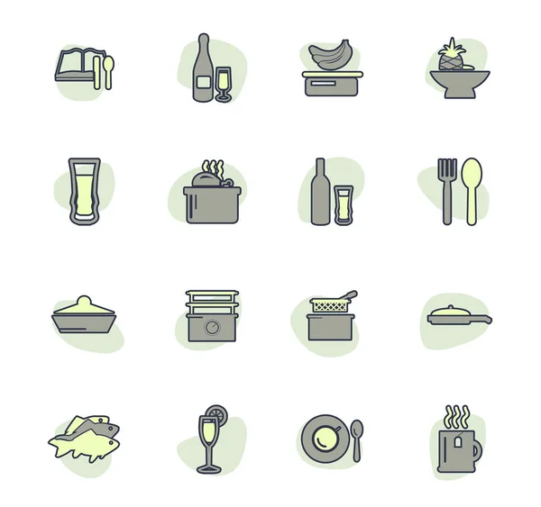 Web Icons Für Essen Und Küche Für Das Design Der — Stockvektor