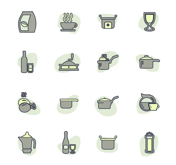 Web Icons Für Essen Und Küche Für Das Design Der — Stockvektor