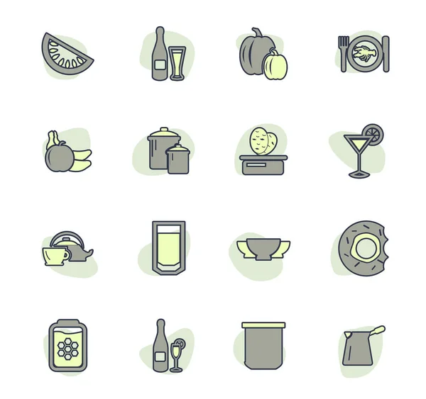 Web Icons Für Essen Und Küche Für Das Design Der — Stockvektor