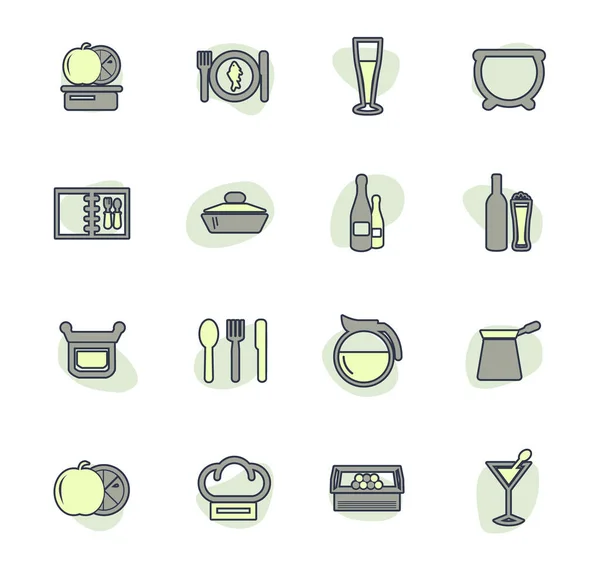 Ikony Żywności Kuchni Projektowania Interfejsu Użytkownika — Wektor stockowy