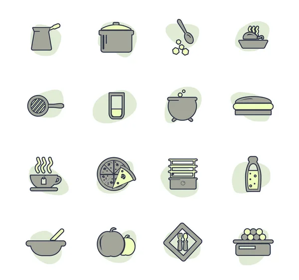 Iconos Web Alimentos Cocina Para Diseño Interfaz Usuario — Vector de stock