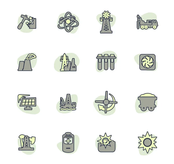Ikony Wektorowe Wytwarzania Energii Paliwowej Projektowania Interfejsów Użytkownika — Wektor stockowy