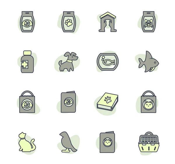 Artículos Para Mascotas Iconos Vectoriales Color Para Diseño Interfaz Usuario — Archivo Imágenes Vectoriales