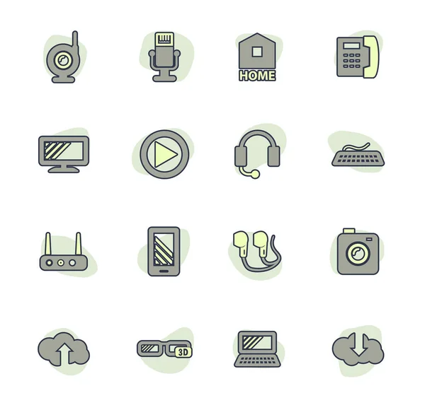 Iconos Vectores Alta Tecnología Para Diseño Interfaz Usuario — Vector de stock