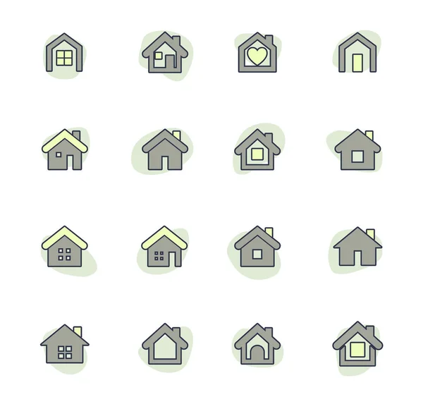 Conjunto Iconos Casas Para Sitios Web Interfaz Usuario — Archivo Imágenes Vectoriales
