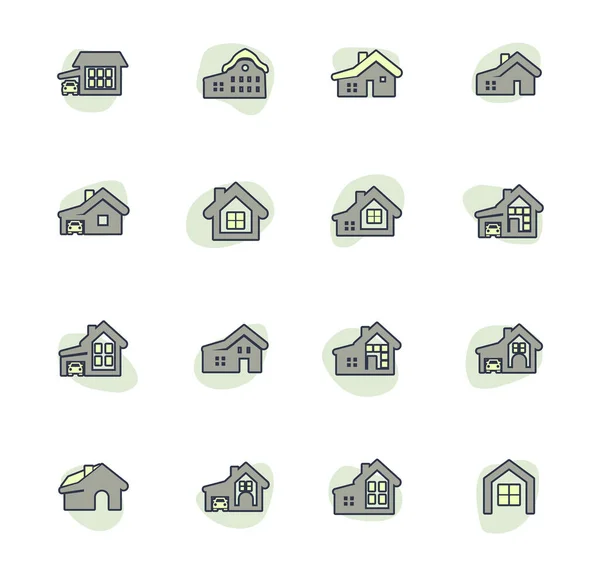 Iconos Vectoriales Tipo Casa Para Diseño Interfaz Usuario — Vector de stock