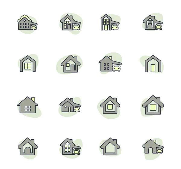 Vektorové Ikony Typu House Pro Návrh Uživatelského Rozhraní — Stockový vektor
