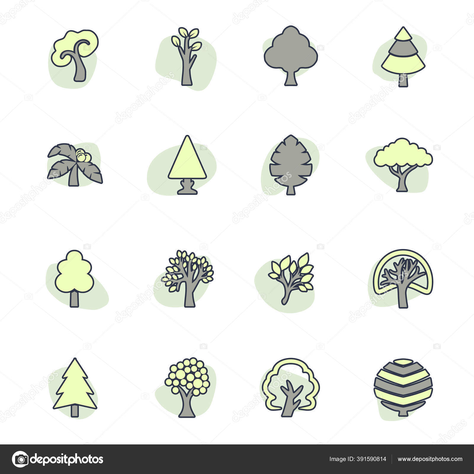 Tree Color Vector Icons User Interface Design Stock Vector Image by ...