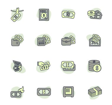 Kullanıcı arayüzü tasarımı için para rengi vektör simgeleri