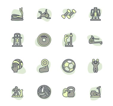 Kullanıcı arayüzü için spor ekipmanları simgeleri ayarlandı