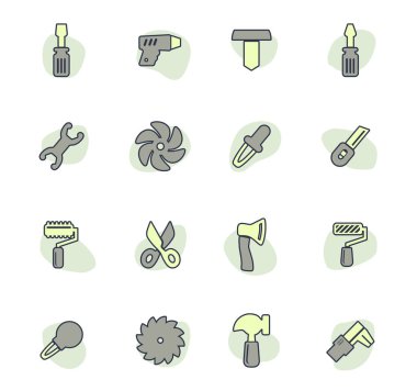 Kullanıcı arabirimi tasarımı için kolay renk vektör simgeleri çalışma araçları