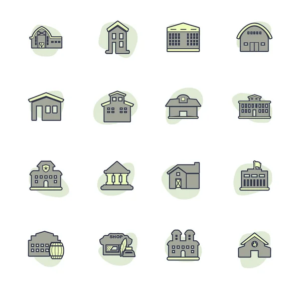 Infrastuctura Los Iconos Vectoriales Color Ciudad Para Diseño Interfaz Usuario — Vector de stock