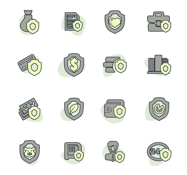 Insurance Icons Set Web Sites User Interface — Stock Vector