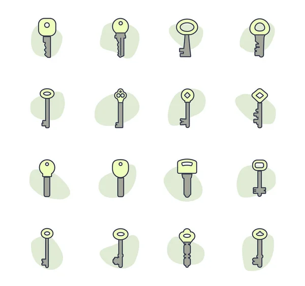 Lock Key Icoon Set Voor Websites Gebruikersinterface — Stockvector