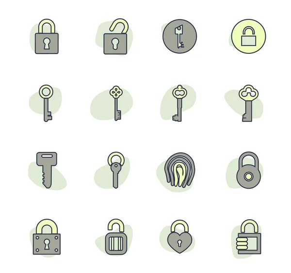 Lock Key Icon Set Web Sites User Interface — Stock Vector