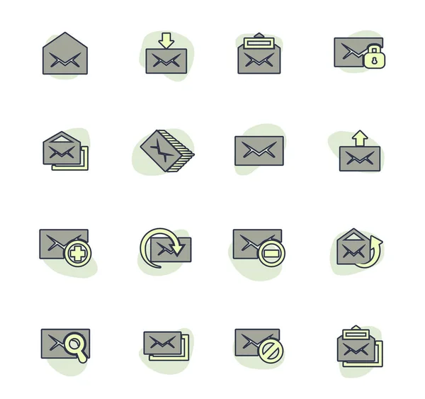 Пошта Прості Піктограми Кольорів Дизайну Інтерфейсу Користувача — стоковий вектор