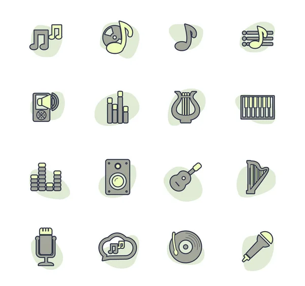 Conjunto Iconos Música Para Sitios Web Interfaz Usuario — Vector de stock