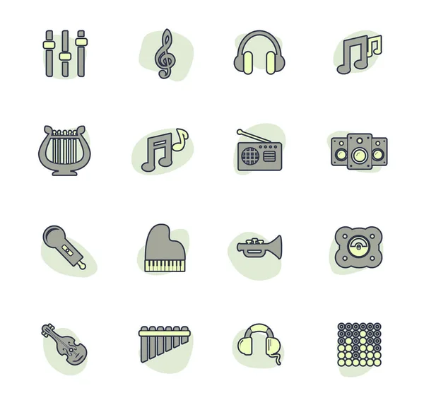 Conjunto Iconos Música Para Sitios Web Interfaz Usuario — Vector de stock