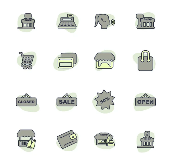 Conjunto Iconos Tienda Para Sitios Web Interfaz Usuario — Vector de stock