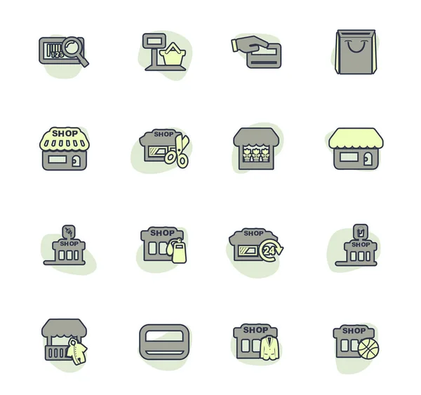 Shop Icon Set Für Webseiten Und Benutzeroberfläche — Stockvektor