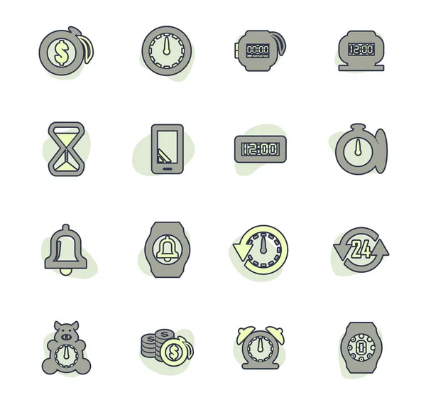 Time Color Vector Icons User Interface Design — Stock Vector