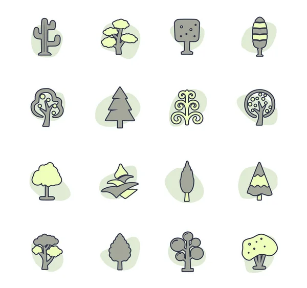 Árbol Iconos Vectoriales Color Para Diseño Interfaz Usuario — Vector de stock