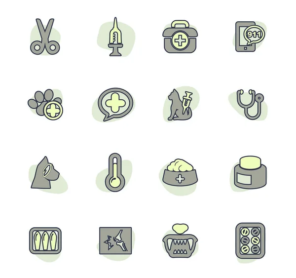 Veterinary Clinic Icon Set Web Sites User Interface — Stock Vector